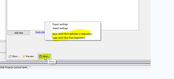 Saving a JSON form definition in the Repository